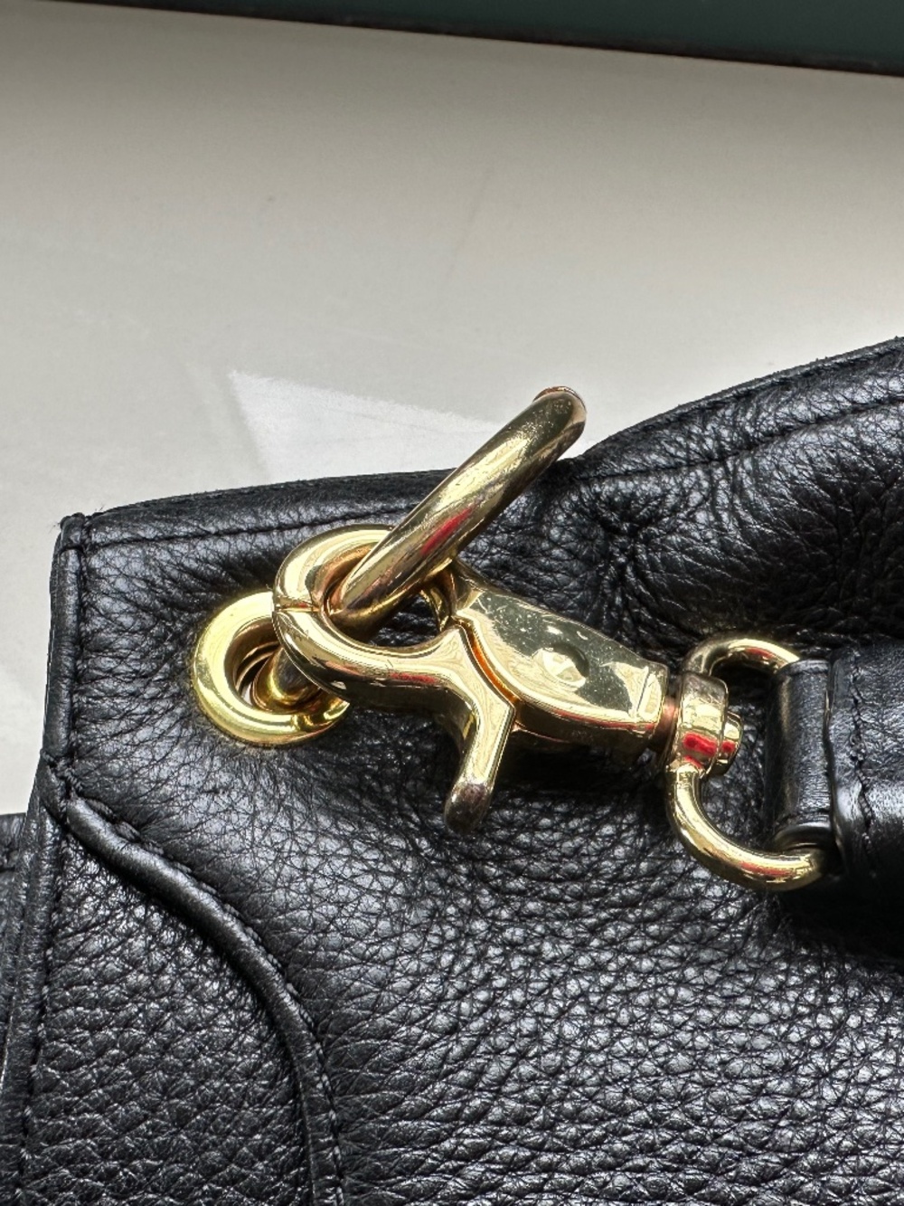 Tory Burch Black Pebbled Leather Crossbody Bag Gold Hardware Large Purse - Picture 11 of 13